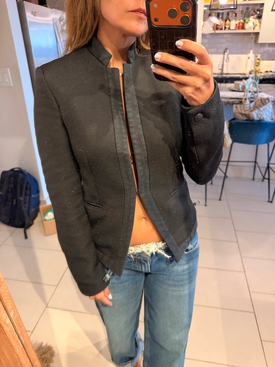 rag & bone Black Collarless Tailored Blazer - Picture 7 of 11